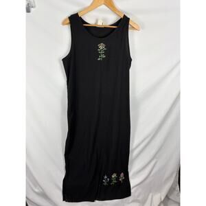 Teddi Vintage floral Embroidered Maxi Dress Sleeveless Size Large